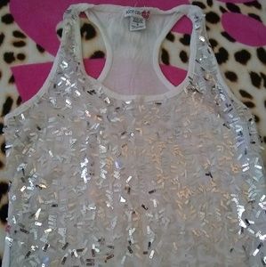 Body Central White & Silver Bling Tank Top